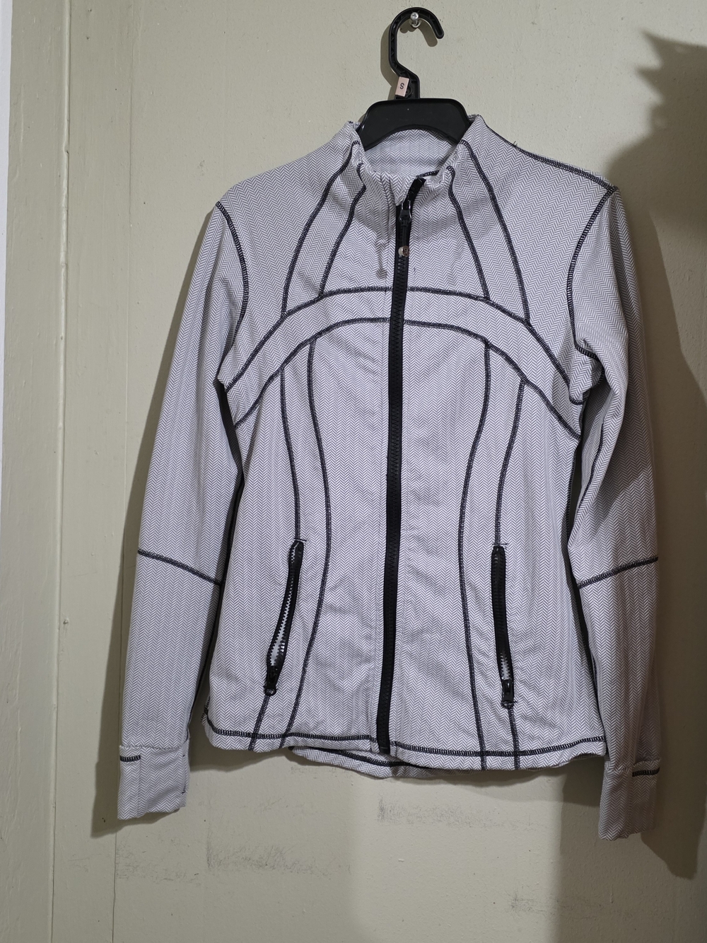 lululemon athletica Light Gray Bomber Jacket with Black Piping